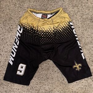 Saints Themed Football Shorts in Black and Gold